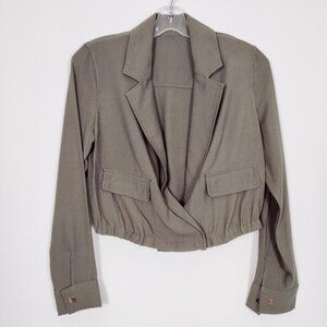 Stylish Olive Green Cropped Blazer Jacket - XS Gorpcore
